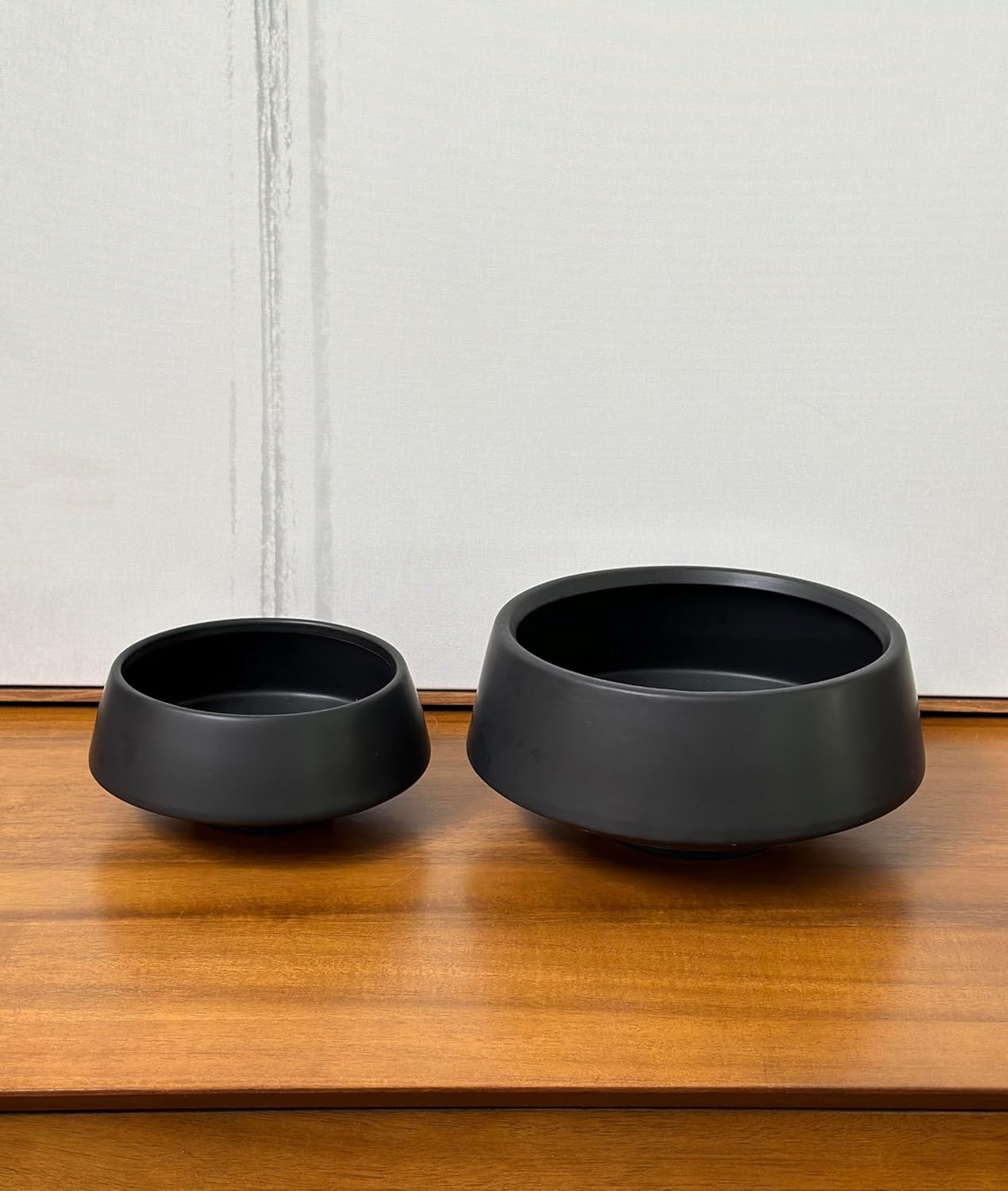 Admired by Nature Set of 6.5" & 9.5" Ceramic Flower Planters, Decorative Pot for Indoor Succulent Home Décor, Black