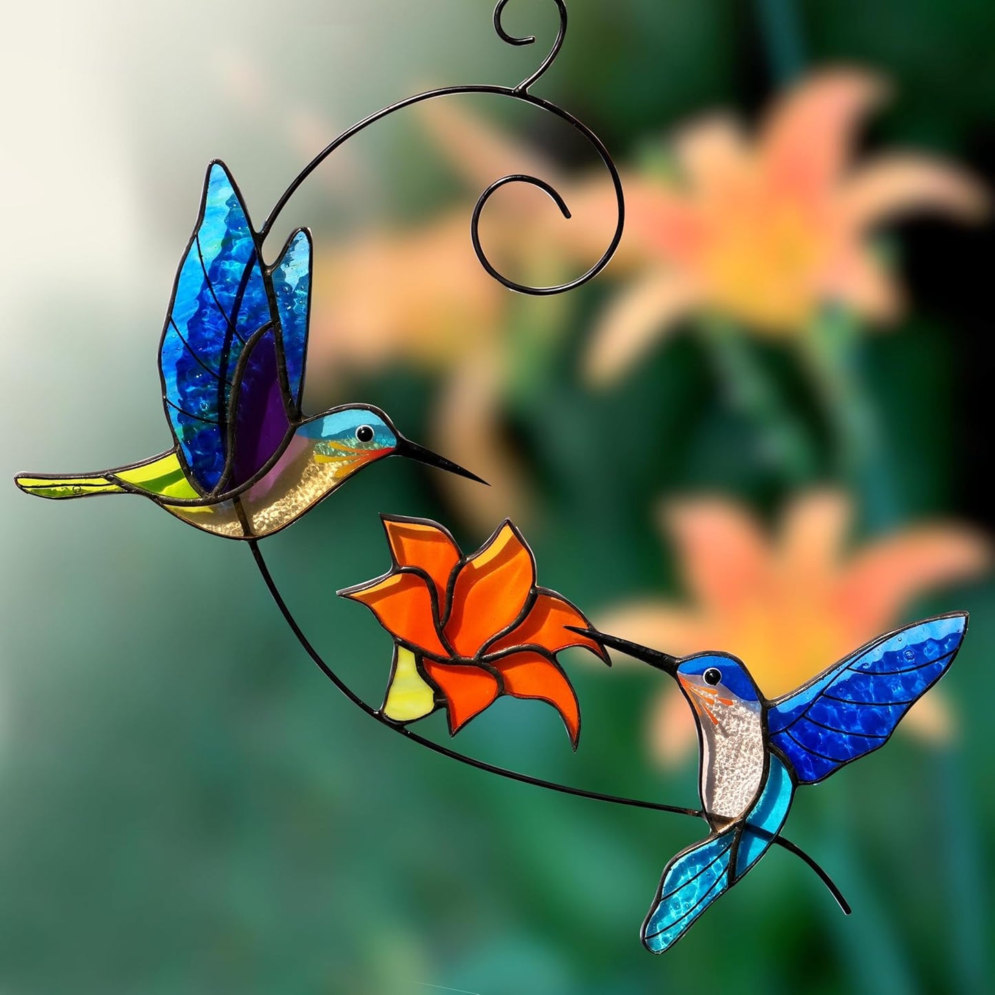 Stained Glass Window Hangings Hummingbird Suncatcher Bird Stained Glass Sun Catcher for Window Hummingbird Gifts for Home Decor Bird Lover