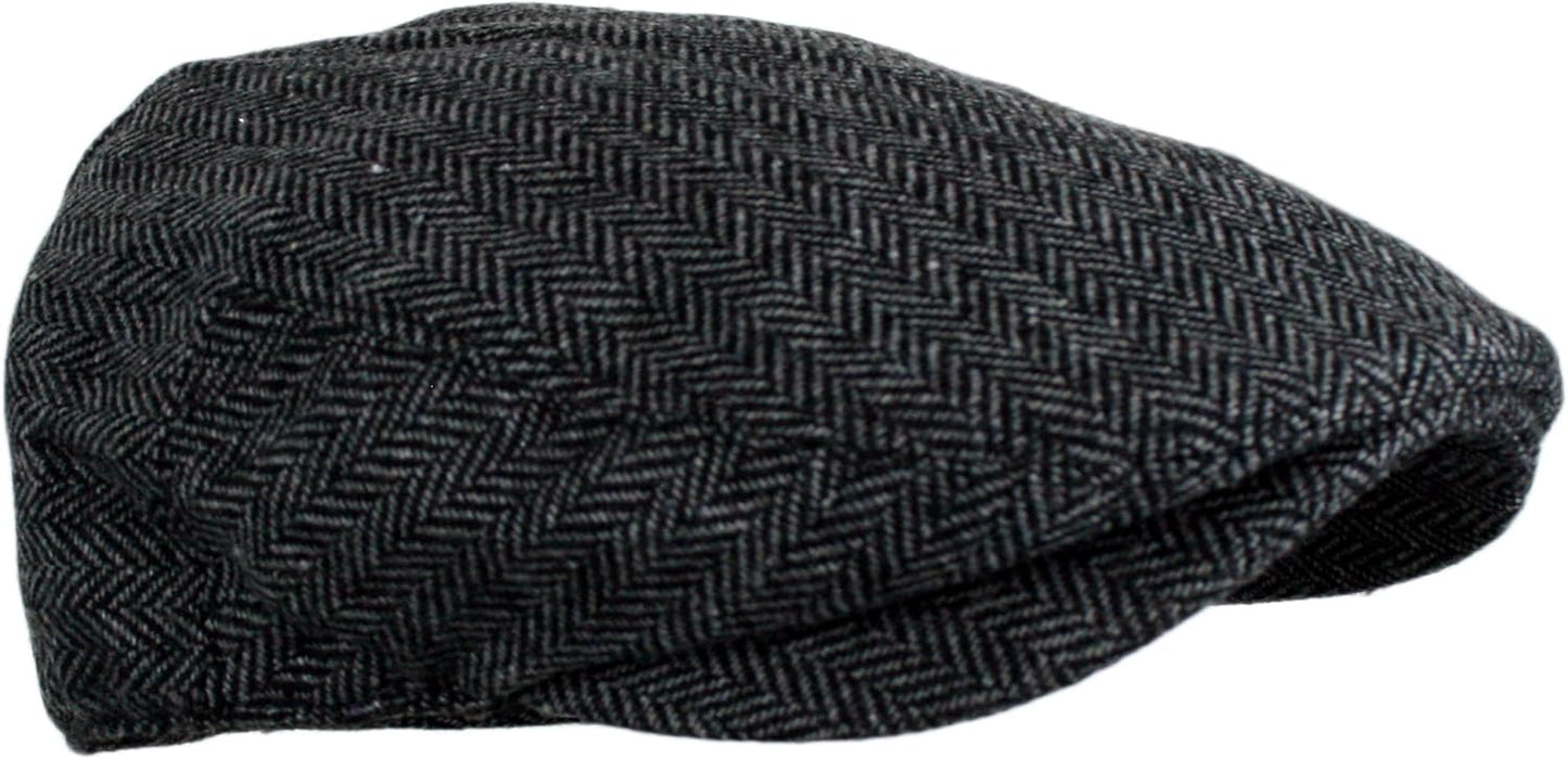 Wonderful Fashion Men's Classic Herringbone Tweed Wool Blend Newsboy I