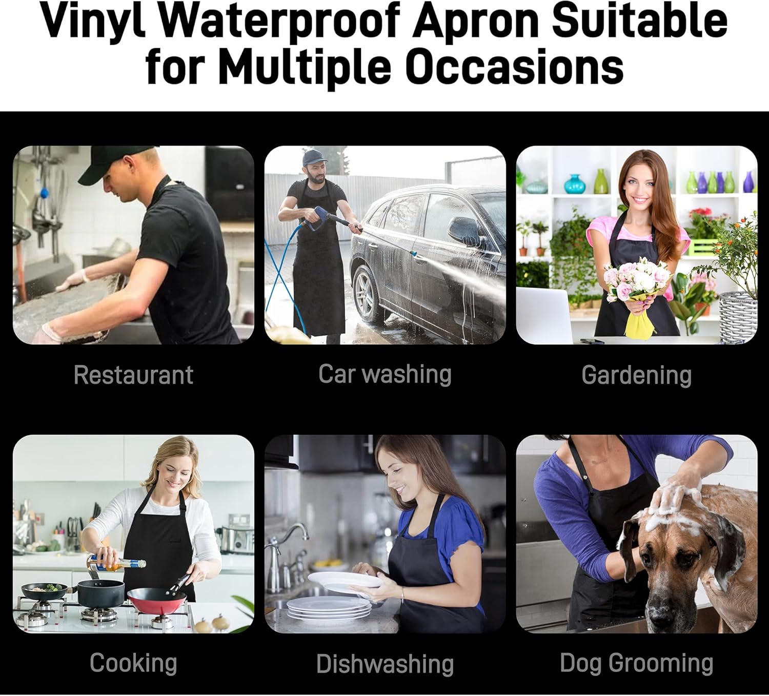 Waterproof Apron with Comfortable Adjustable Bib Rubber Vinyl Dishwash