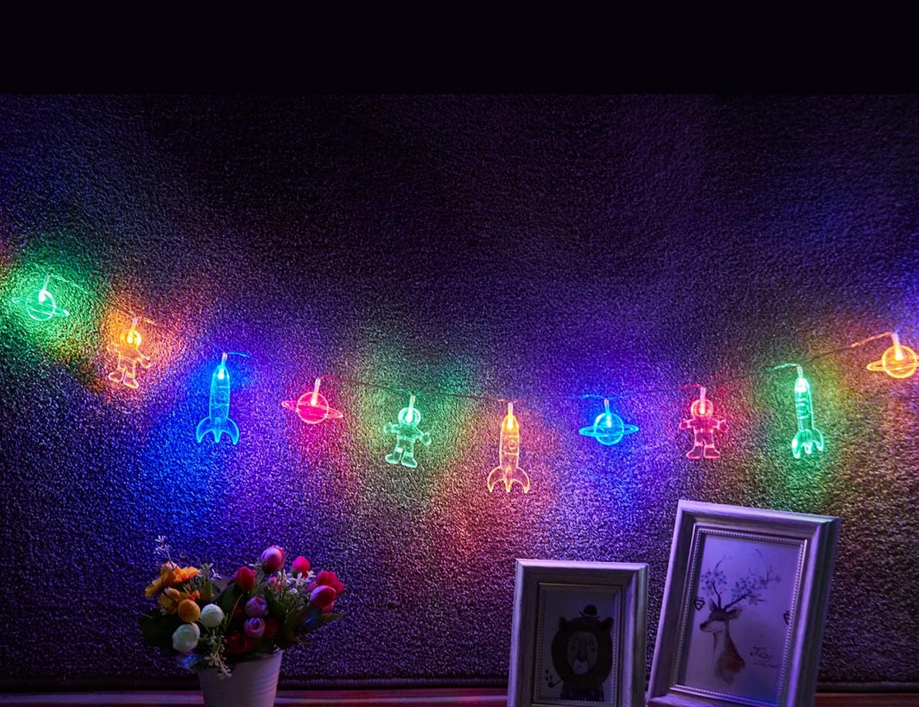 AceList 10 LED Children's Room LED String Light Astronaut Spaceship Ro