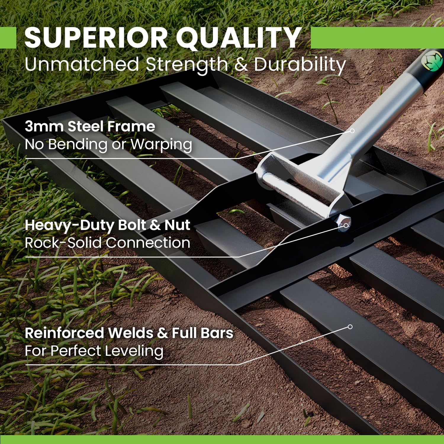 Gardease Lawn Leveling Rake 48 Inch x 10 Inch – Heavy Duty Lawn Levele