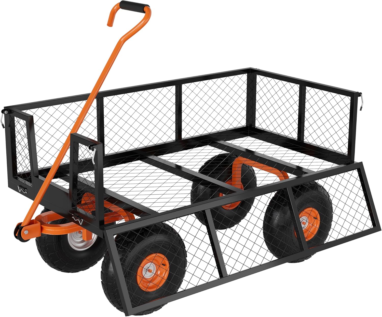 Heavy Duty 900 Lbs Capacity Steel Garden Cart, 3-in-1 Utility Metal Wa