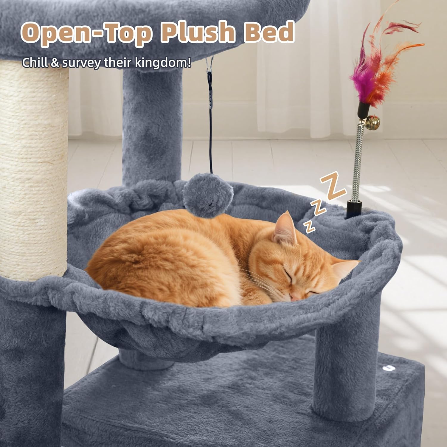 Cat Tree with Cat Condo and Two Hammocks, Cat Tree with Scratching Pos