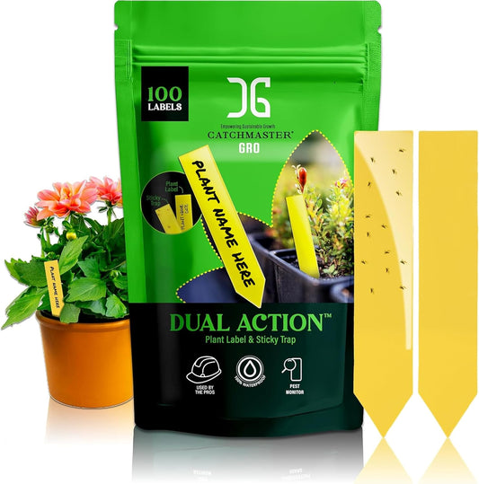 Catchmaster Dual Action Plant Labels 100 PK, Sticky Insect Trap Plant 