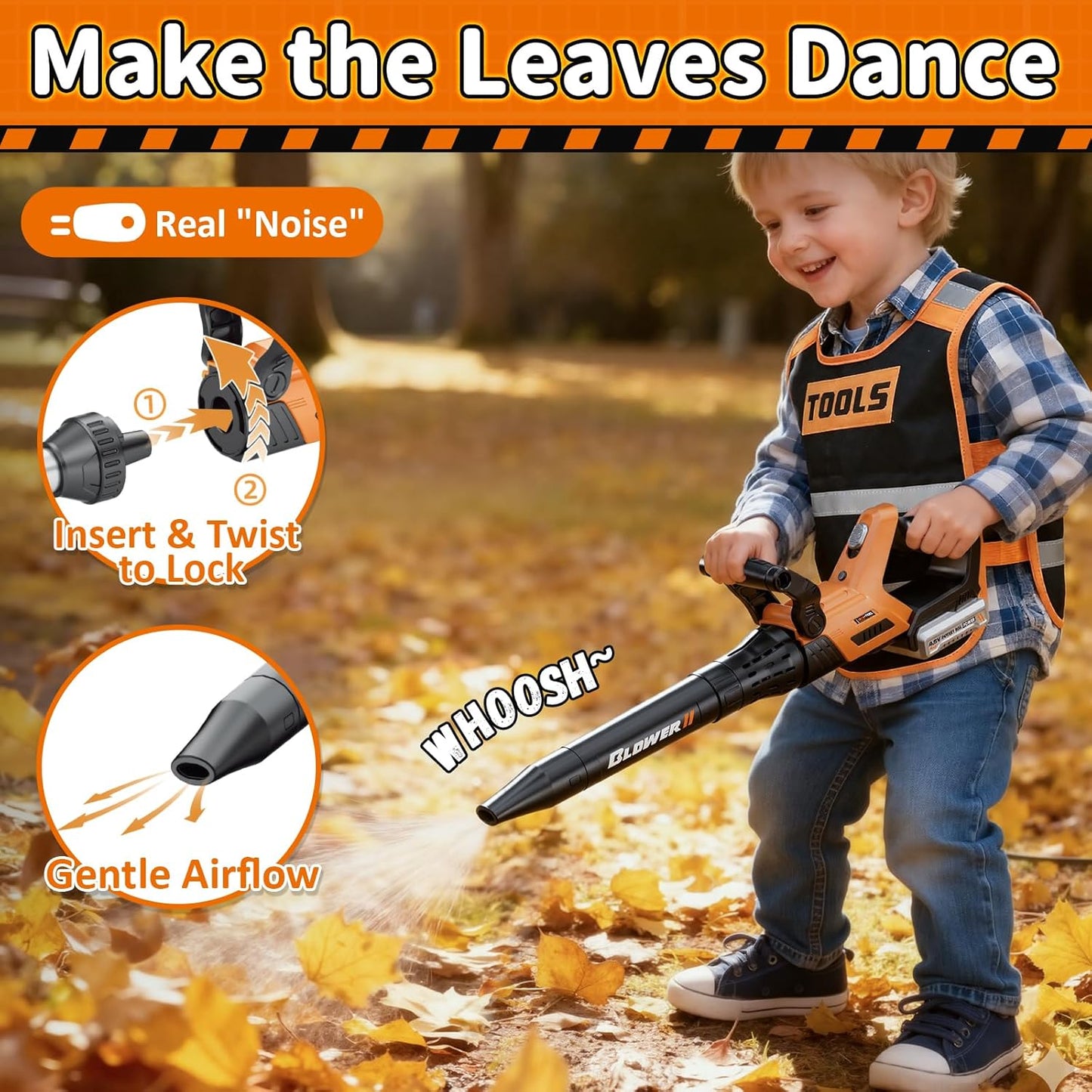 KidBloom Kids Gardening Tools Set with Vest, 2-in-1 Kids Lawn Mower & 