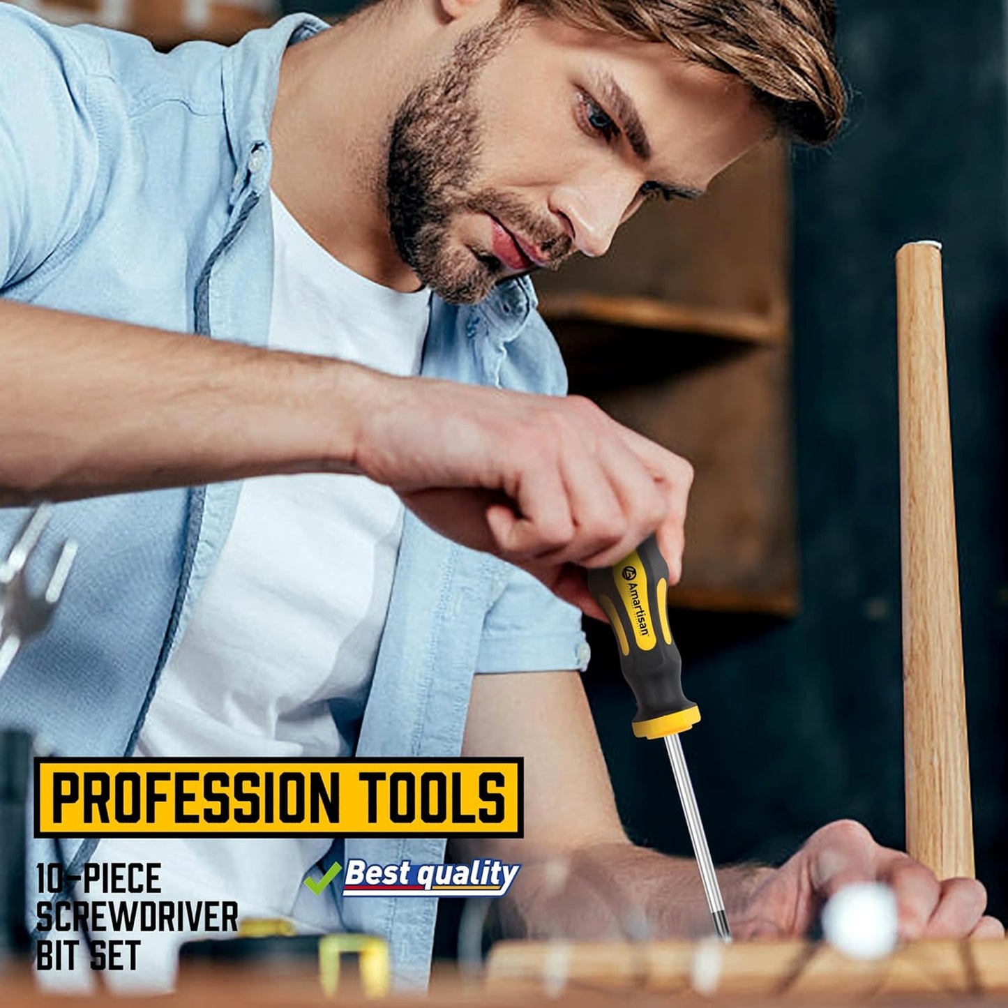 Amartisan 10-Piece Magnetic Screwdrivers Set, 5 Phillips and 5 Slotted