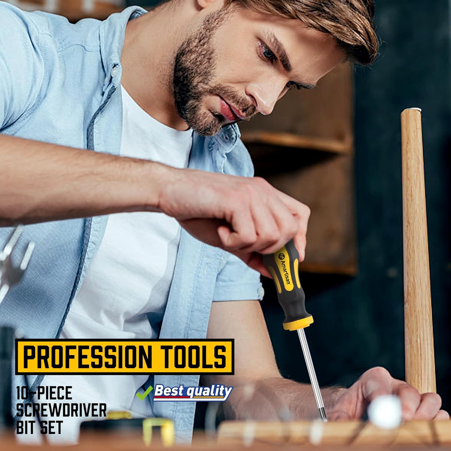 Amartisan 10-Piece Magnetic Screwdrivers Set, 5 Phillips and 5 Slotted