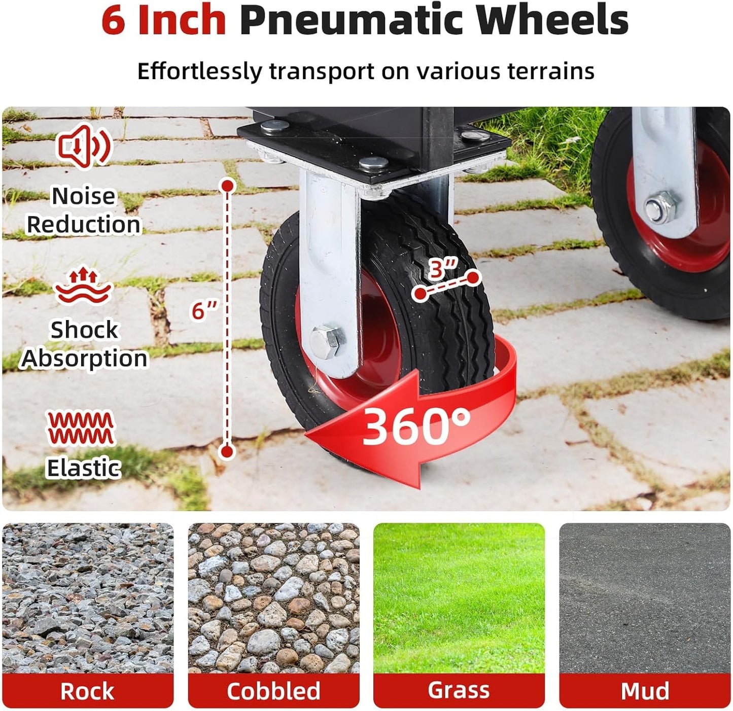 360 Lbs Steel Garden Folding Wagon Cart Heavy Duty with 180° Rotating 