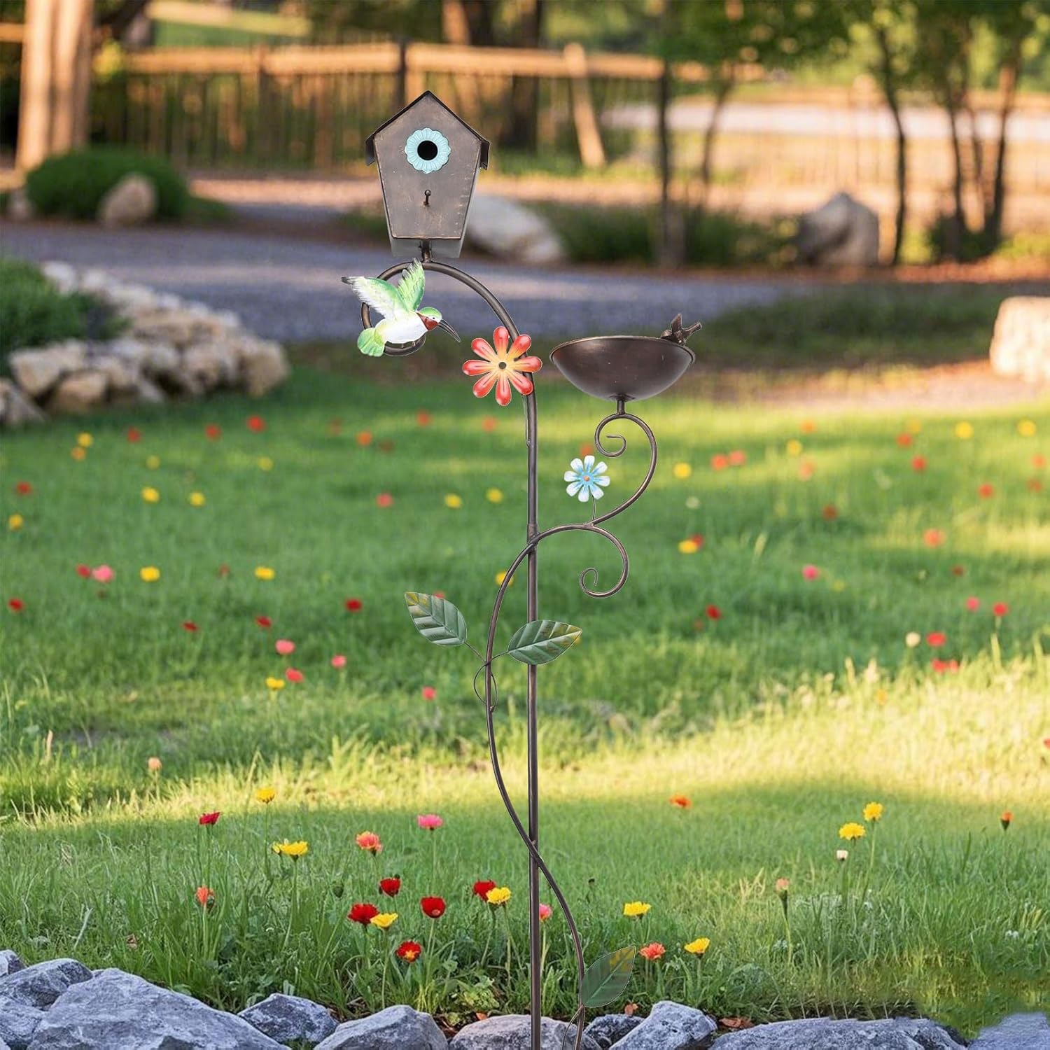 Yinns 69 Inch Bird House with Baths Bird Pole, Heavy Duty Birdhouse St