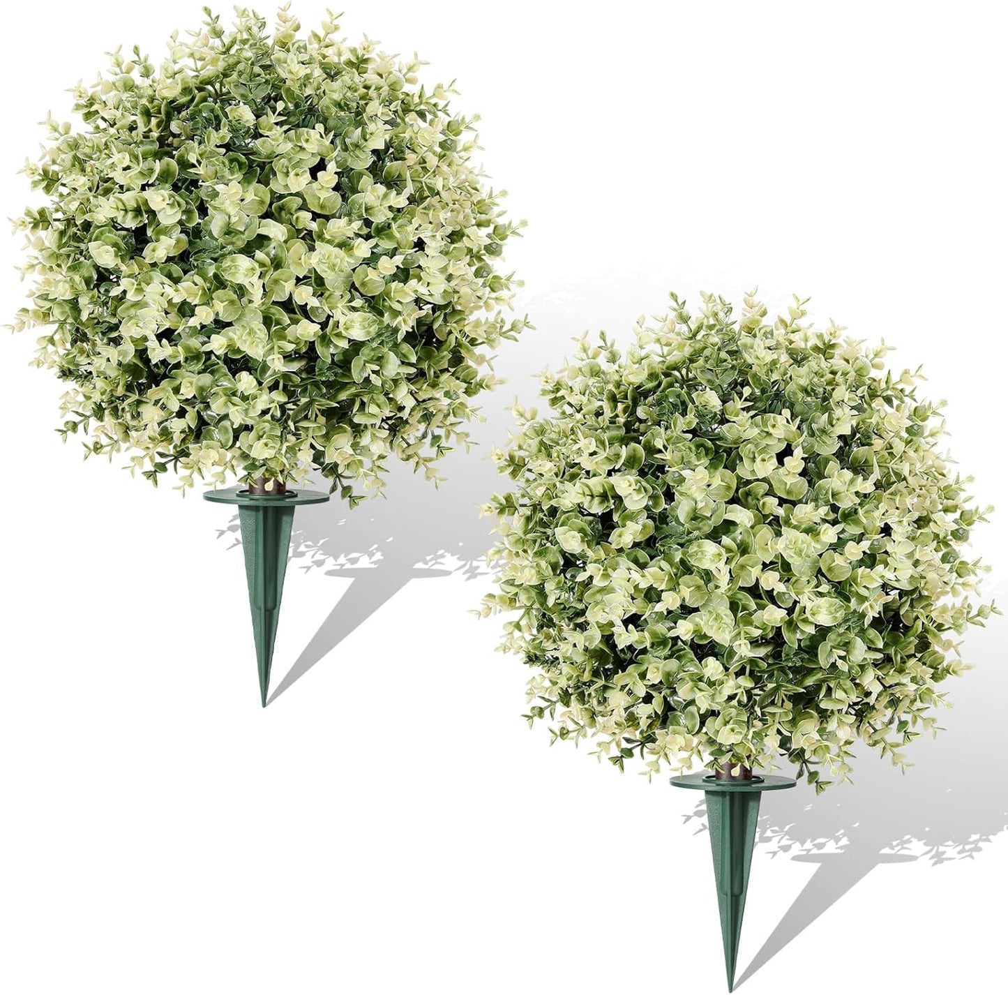 Lewondr Artificial Boxwood Topiary Ball Trees, 22.83'' Fake Plants Out