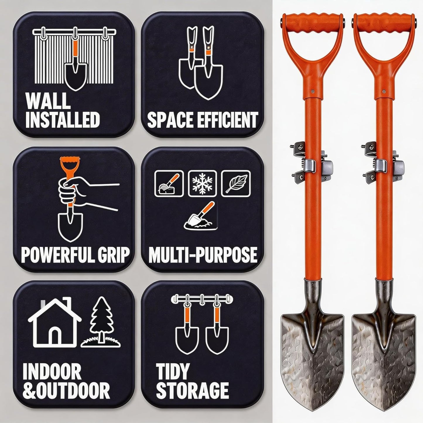 Sinoer Shovel holder, Mop and Broom Holder Heavy Duty Metal Wall Mounted Broom Utility Hooks Tool Hanger for Warehouse, Garden,Sheds,Garage -14PACK