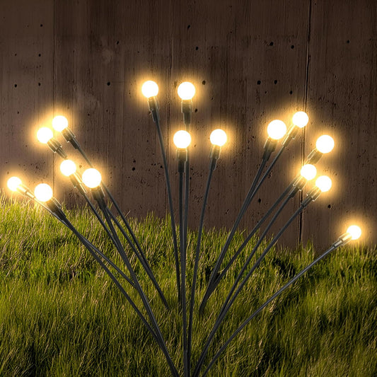 2pack Firefly Solar Garden Lights 16led Sensor Light Waterproof for Garden Decoration Yard Pathway ，Halloween，Parties，Wedding， Christmas Decoration (White)