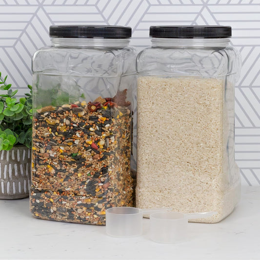 Cornucopia Brands Square Gallon Size Clear Plastic Canisters (2-Pack);