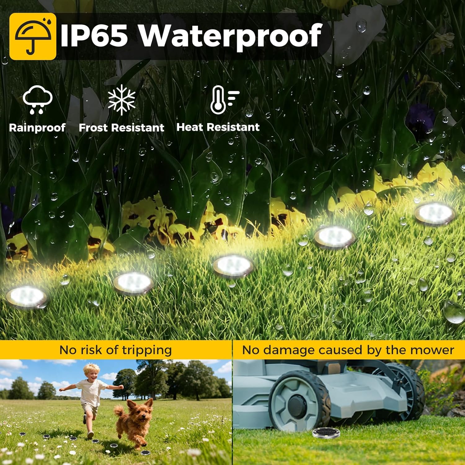 6 Pack Solar Ground Lights Outdoor, 8 LED Mini Flat Solar Disc Lights,