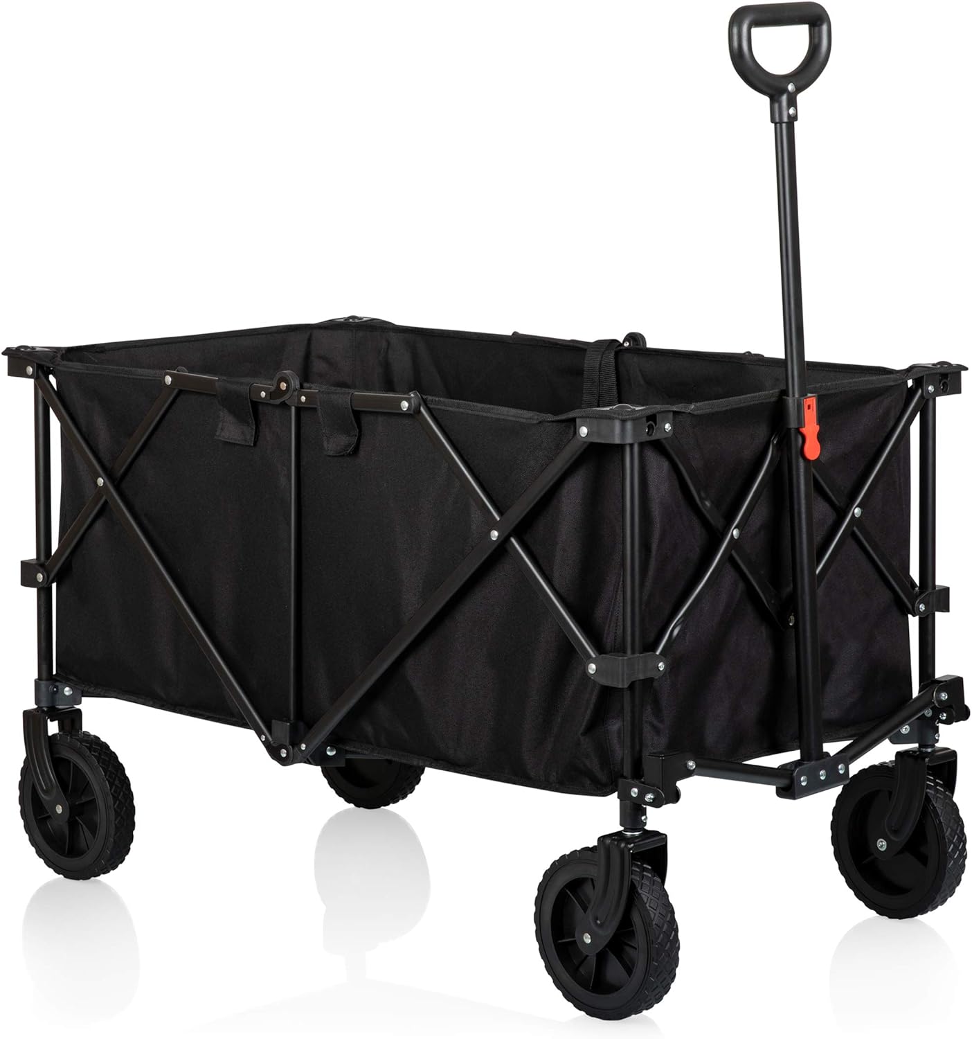 Picnic TIME Adventure Wagon XL, All-Terrain Folding Sport Utility Cart with Wheels, Steel Frame Collapsible Wagon for Grocery, Rolling Cart for Beach with Fitted Cover and Carry Handle, (Black)