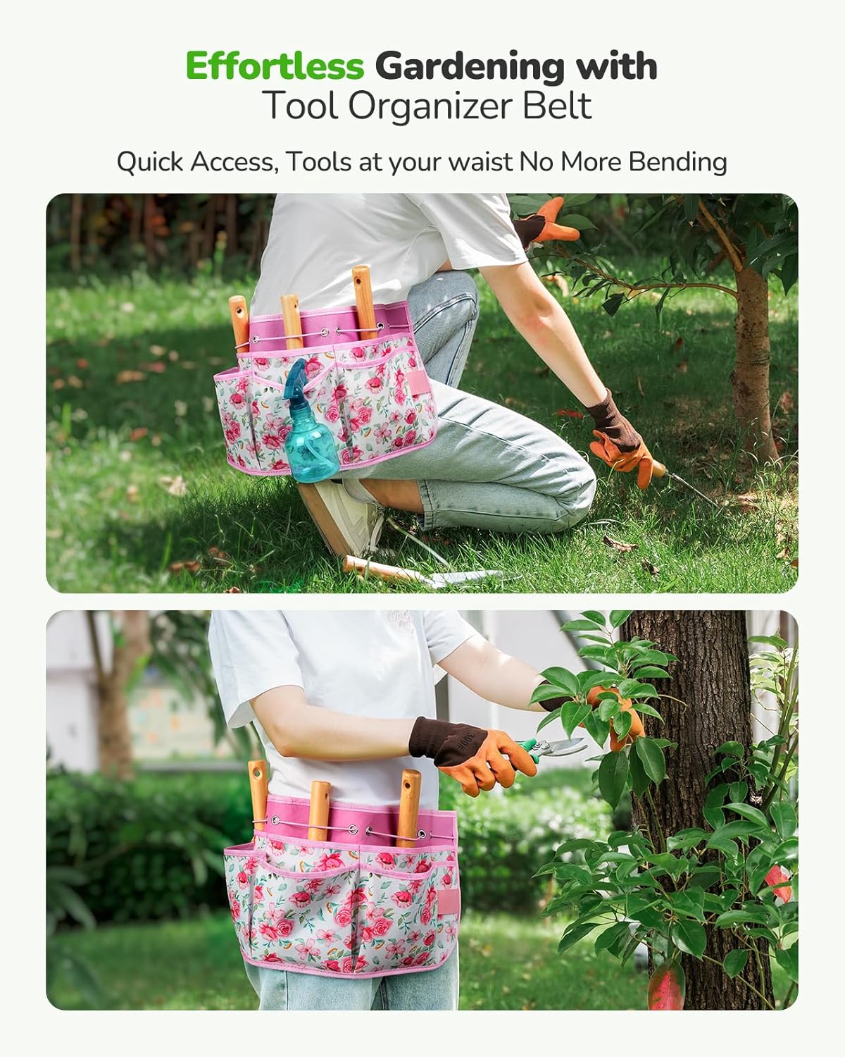 All-in-One Garden Tool Set with Tools Organizer Belt Adjustable, 10-Pi