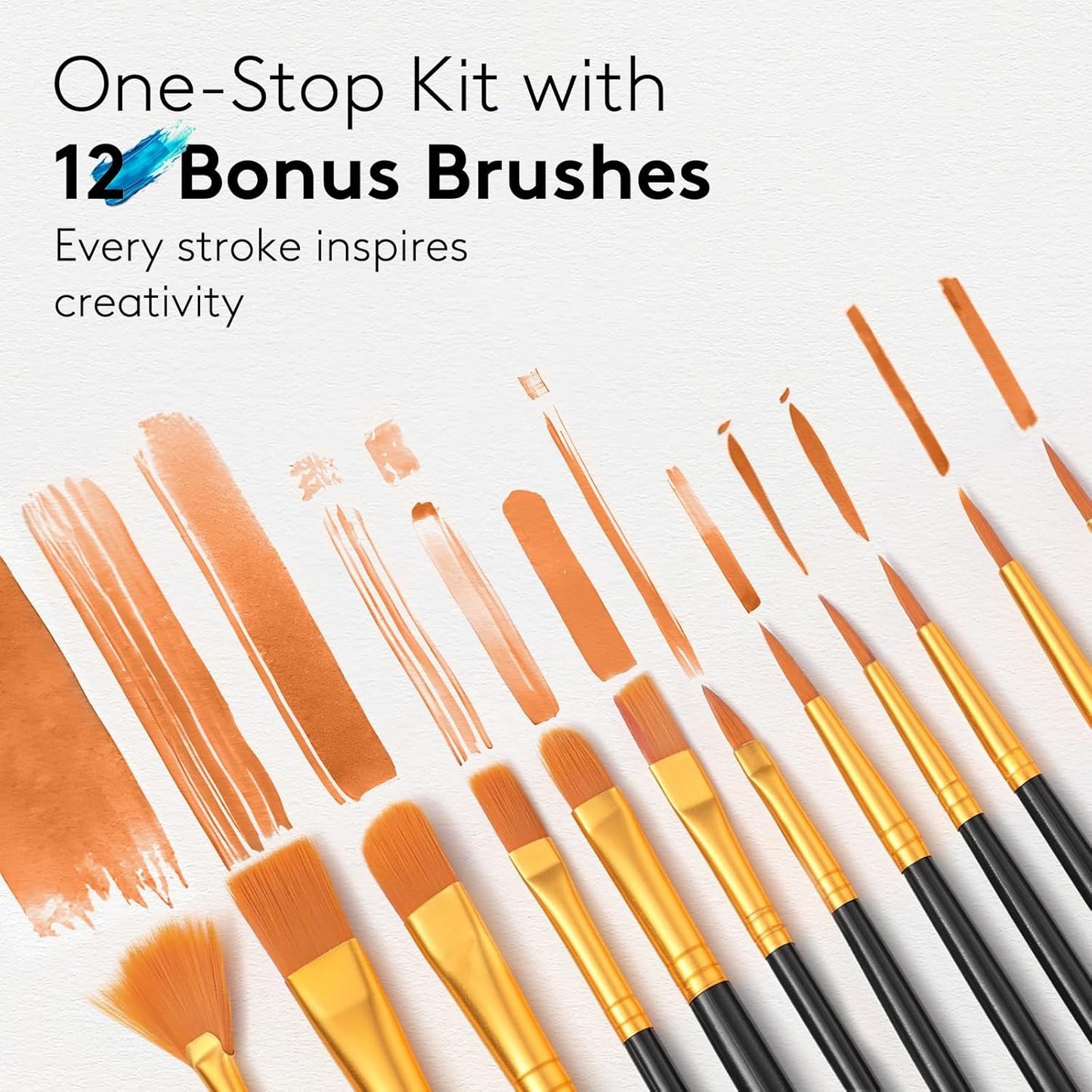 TMOL Acrylic Paint Set, 24 Colors (2 oz/Bottle) with 12 Art Brushes, A