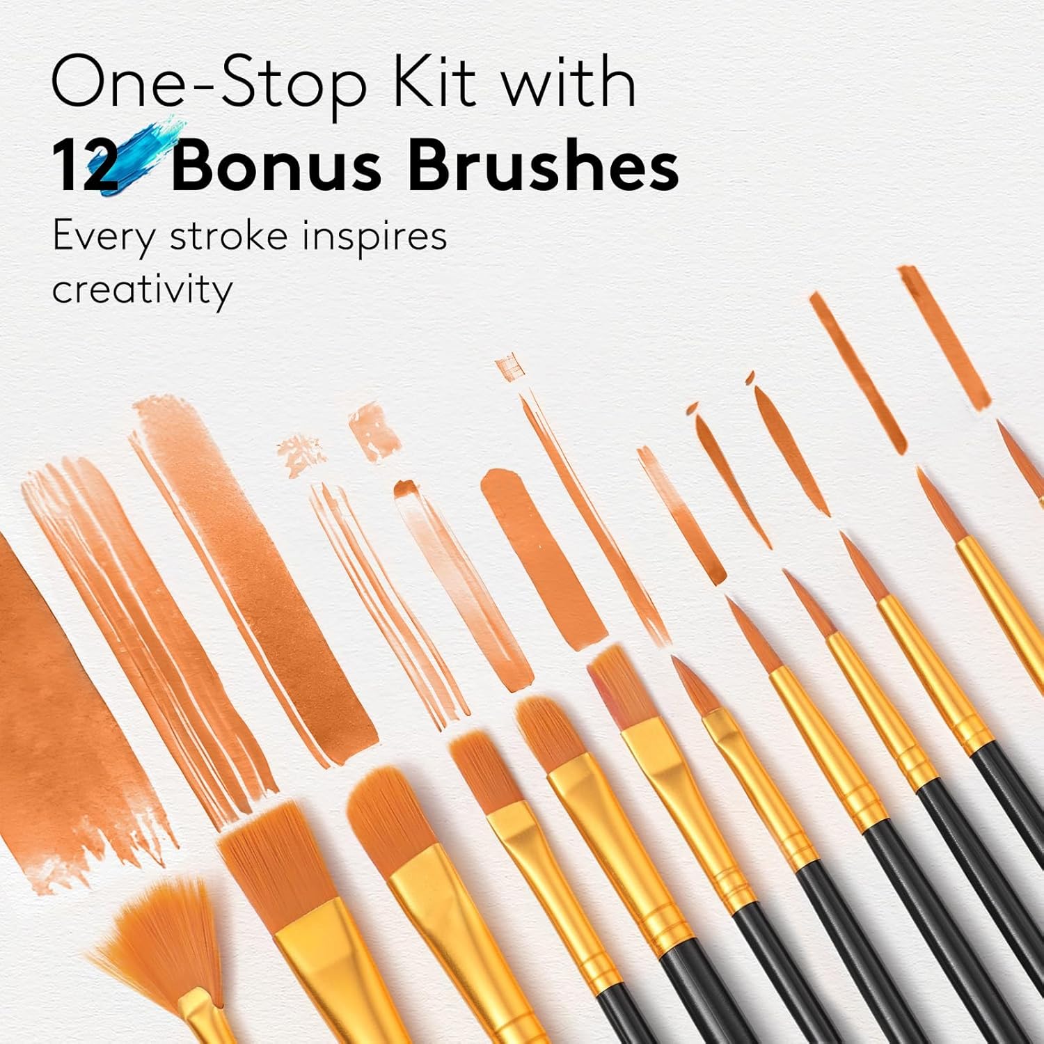 TMOL Acrylic Paint Set, 24 Colors (2 oz/Bottle) with 12 Art Brushes, A