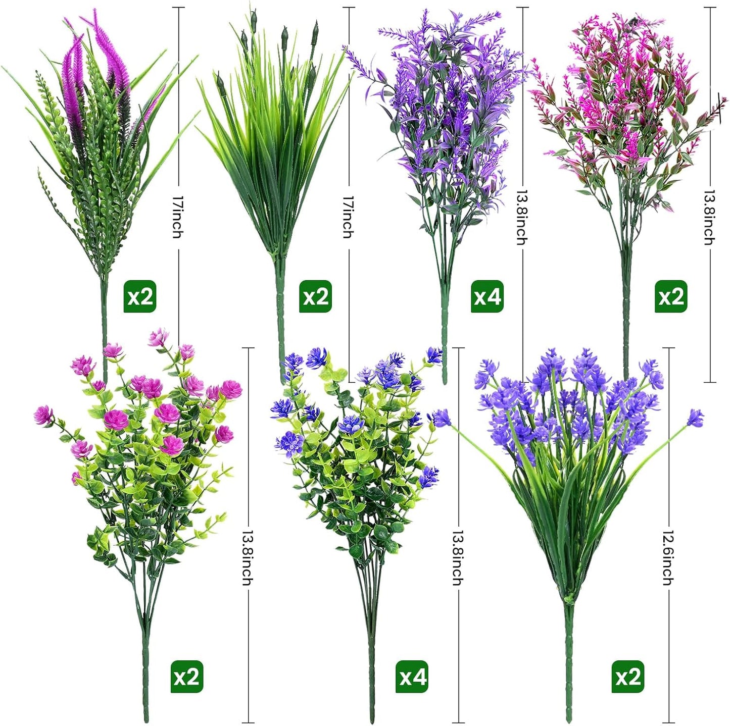 Artificial Plants Outdoor, 20PCS Artificial Flowers, UV Resistant Fake Flowers, Faux Flowers for Outdoor Planters for Front Porch Pot Decor