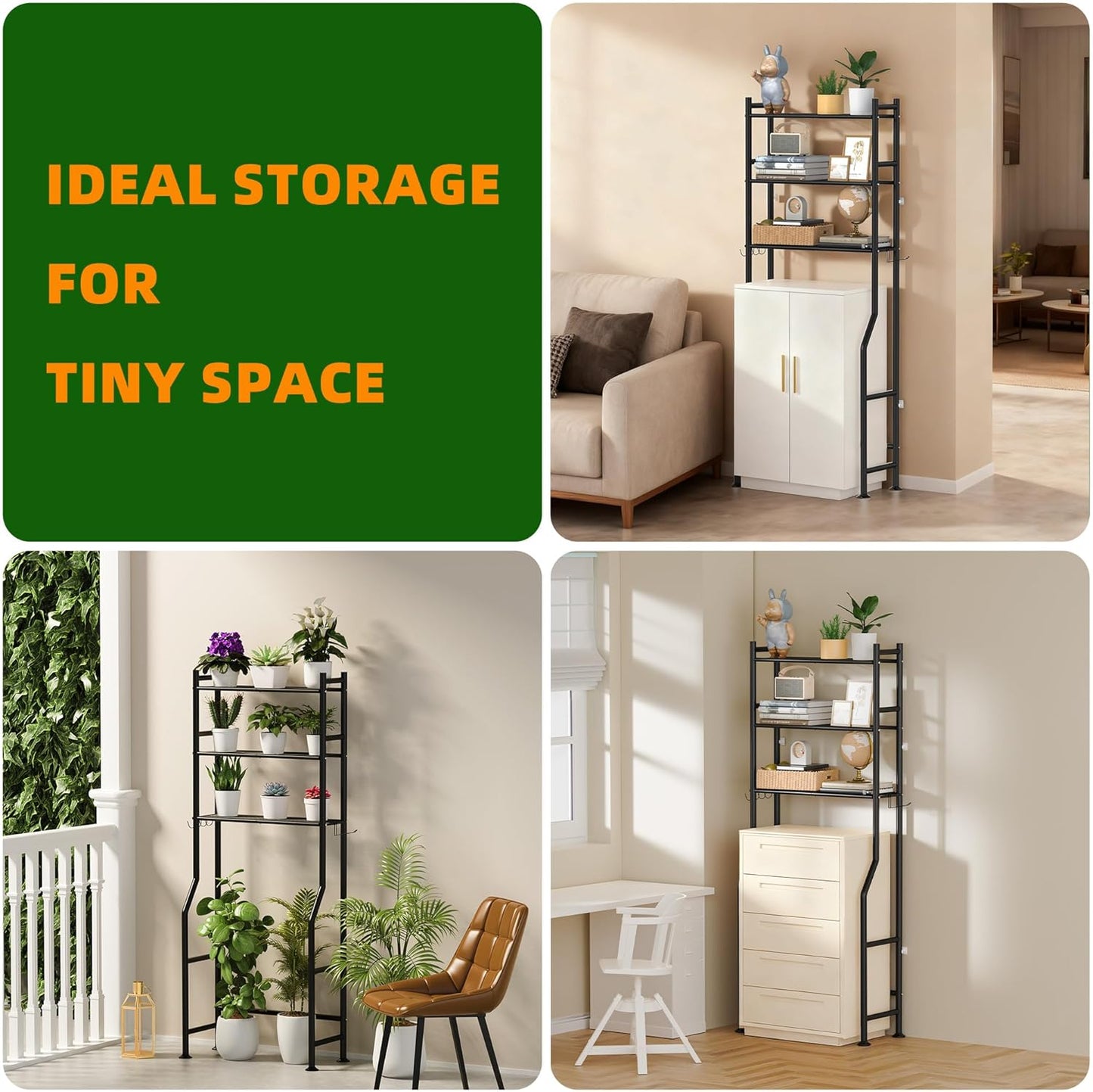 3-Tier Over Toilet Storage with Anti-Tilt Safety System - 150lb Total 