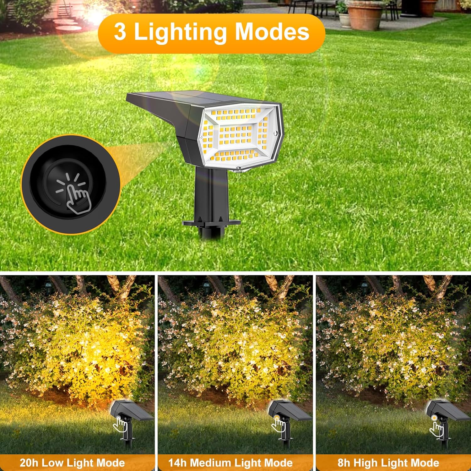 Fabrito Solar Spot Lights Outdoor Waterproof, 72 LEDs Landscape Spotli