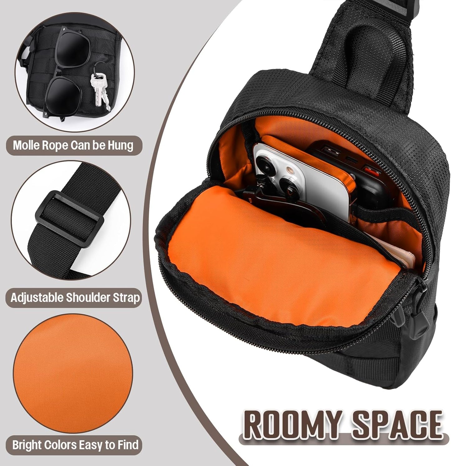 Small Sling Bag for Men, Tactical Inspired Waterproof Utility EDC Mini