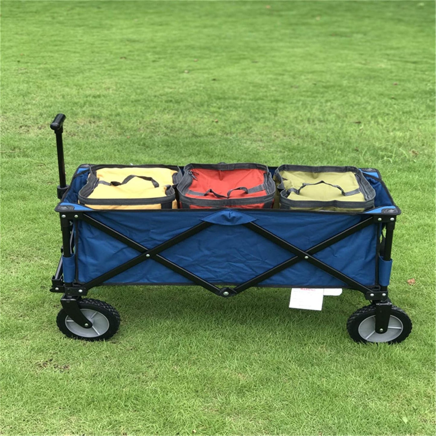 Garden Carts Portable Folding Four-Wheel Beach Hand Trailer Outdoor Camping Trolley Waterproof with Cover Picnic Camping Car Outdoor Trolley (Color : Blue, Size : One Szie) (Blue One szie)