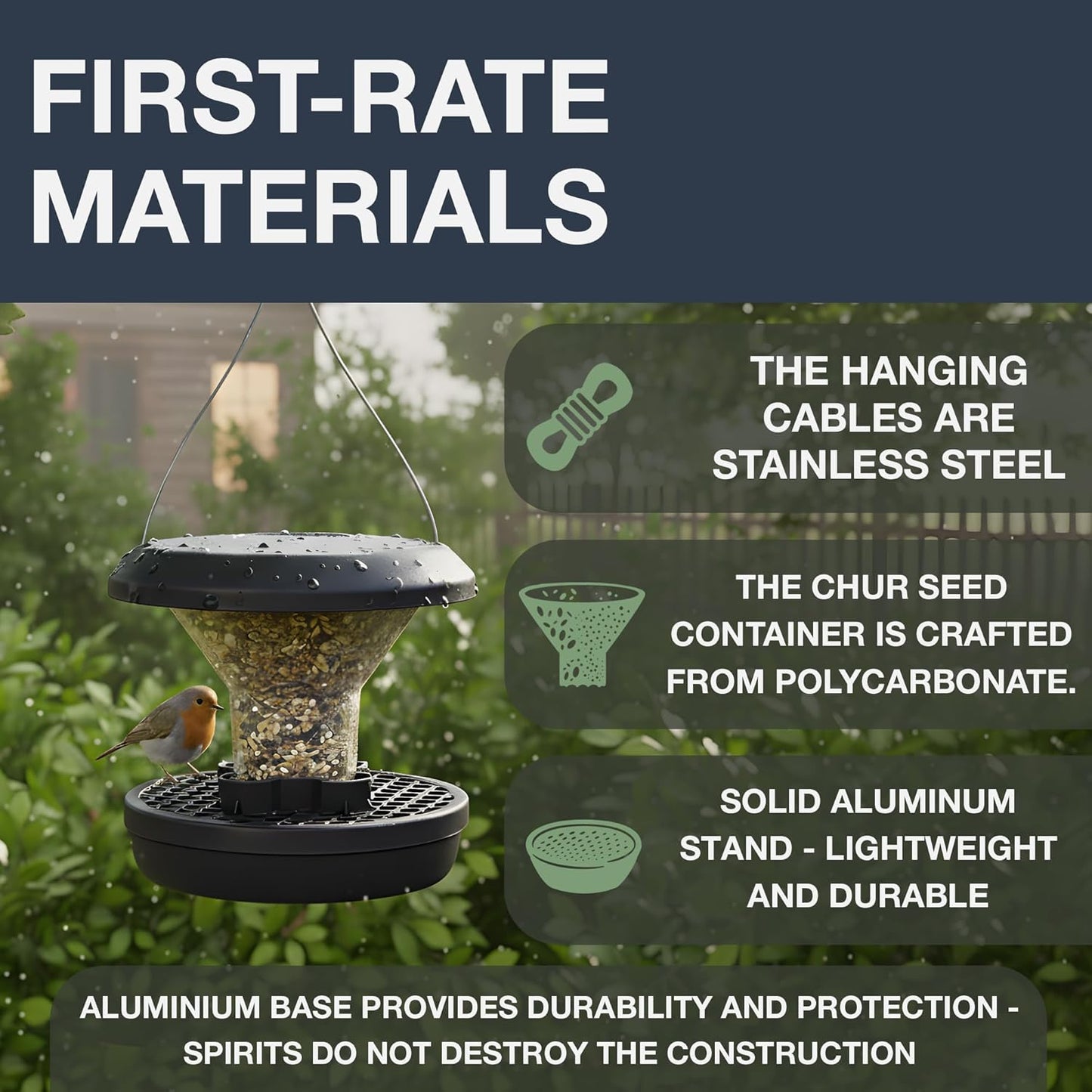 SWISSINNO Smart Birds “Chur” Squirrel-Resistant Bird Feeder – Hanging 