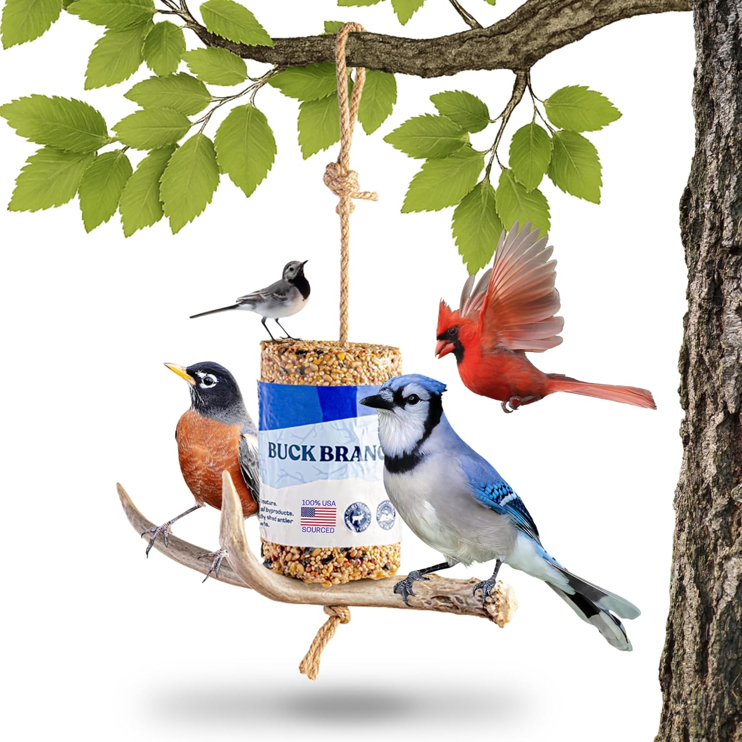 Bird Feeders for Outdoors Hanging, Handmade Rustic Backyard Wild Bird 