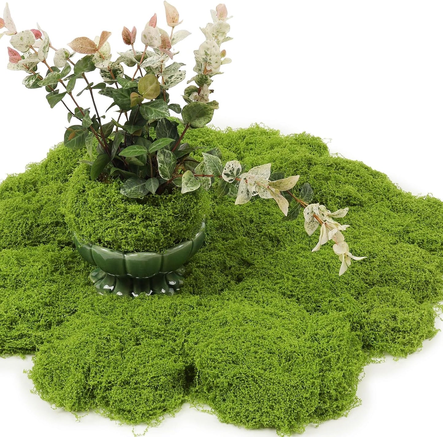 5.3OZ Artificial Faux Moss Fake Green Moss for Crafts Plants Indoor Fairy Garden DIY Decorative Walls Glass Containers Model Making Home (Light Green)
