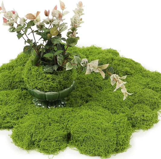 5.3OZ Artificial Faux Moss Fake Green Moss for Crafts Plants Indoor Fairy Garden DIY Decorative Walls Glass Containers Model Making Home (Light Green)