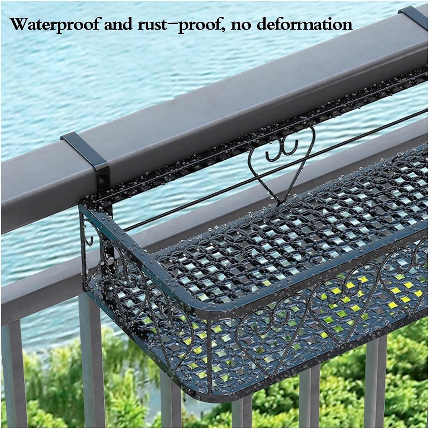 Rail Planter Box, Balcony Fence Planters, Window Sill Shelf for Flowers, Railing Hanging Plant Stand, Outdoor Garden Decor (20x60x12cm)