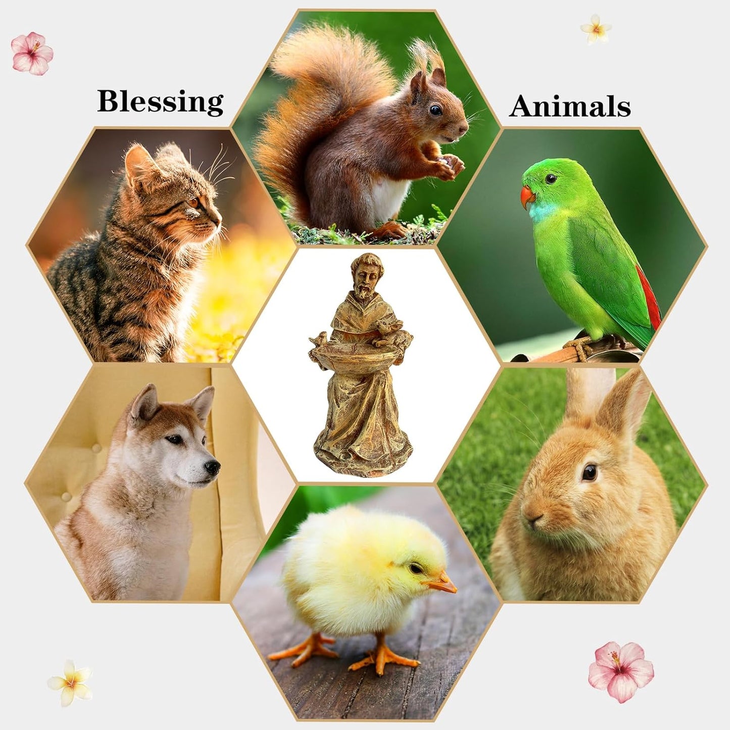 St. Francis of Assisi Garden Statue, Spiritual Bird Feeder, Blessing of Animals Decorative Accent for Outdoor Spaces, St. Francis Statue Souvenirs for Patron Saint of Animals, Franciscan Decor