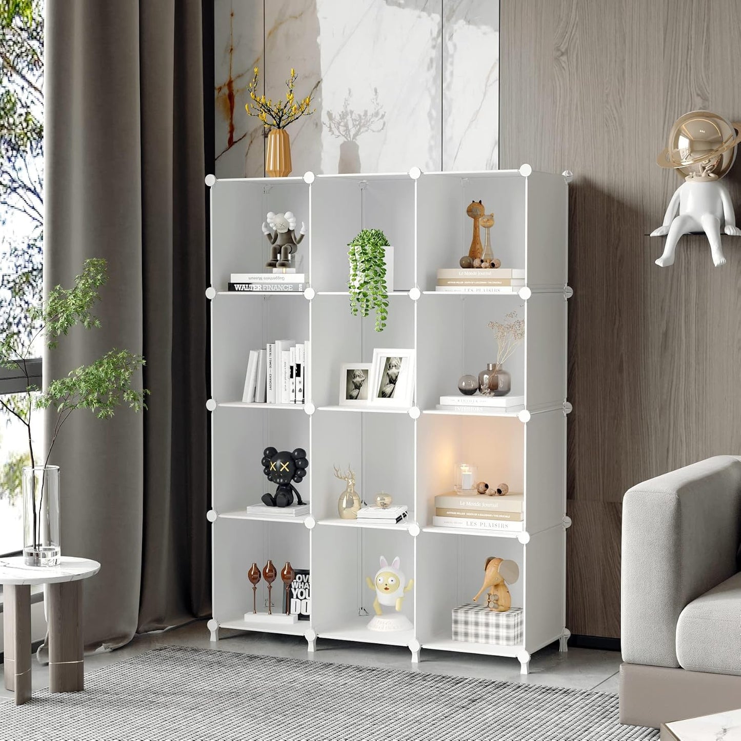 AWTATOS Cube Storage Organizer Storage 12 Cube Bookshelf DIY Plastic C