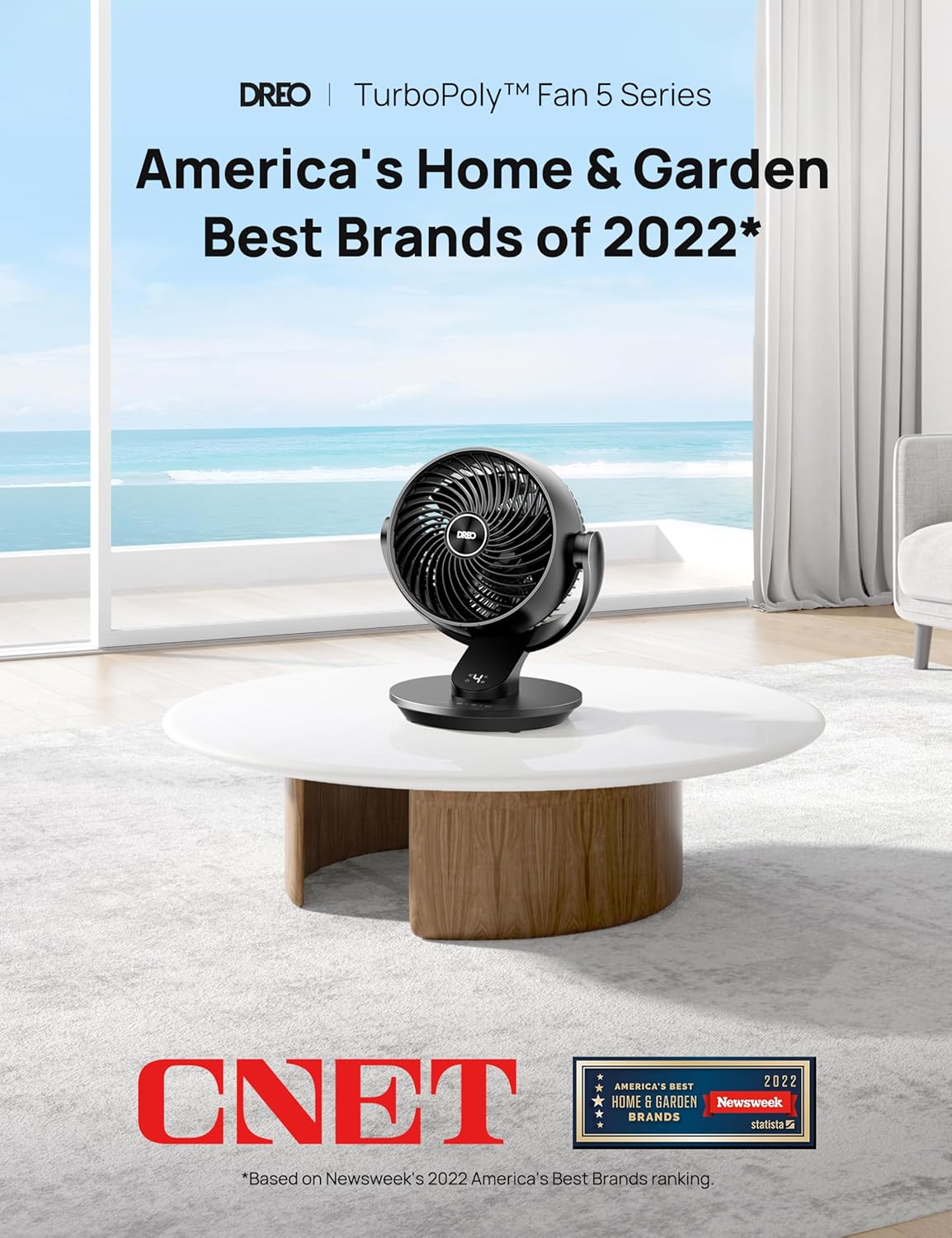 DREO Fan for Bedroom, 13-Inch Oscillating Table Air Circulator Fan for Whole Room, 120° Tilt Adjustment, 28dB Ultra-Quiet, 70ft Powerful Airflow, 4 Speeds Desk Fans with Remote for Home, Office