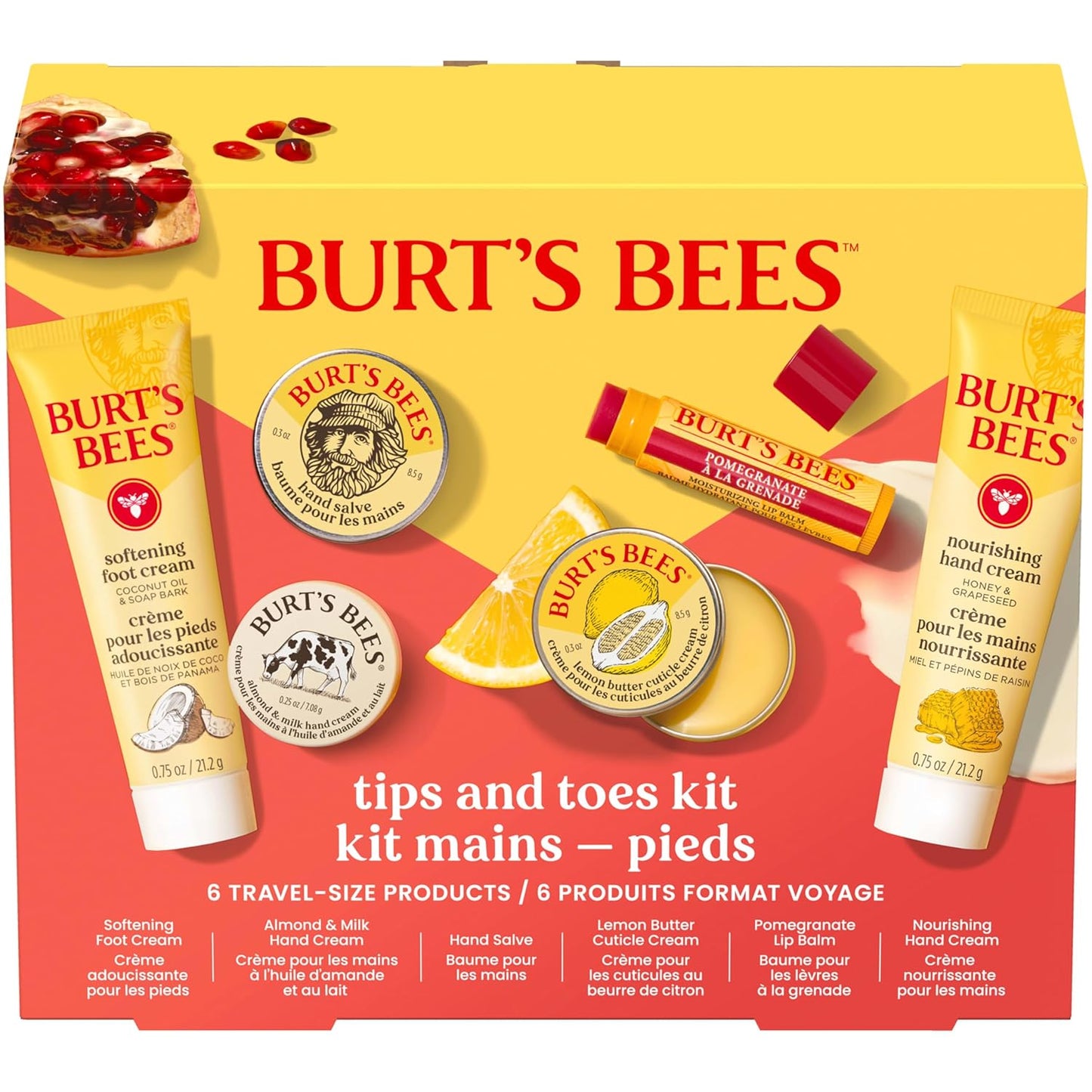 Burt's Bees Gifts Ideas, Tips and Toes Kit, 6 Travel Size Products - P