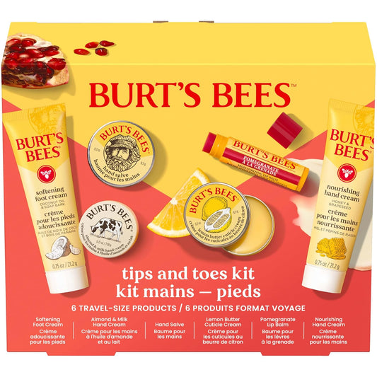 Burt's Bees Gifts Ideas, Tips and Toes Kit, 6 Travel Size Products - P