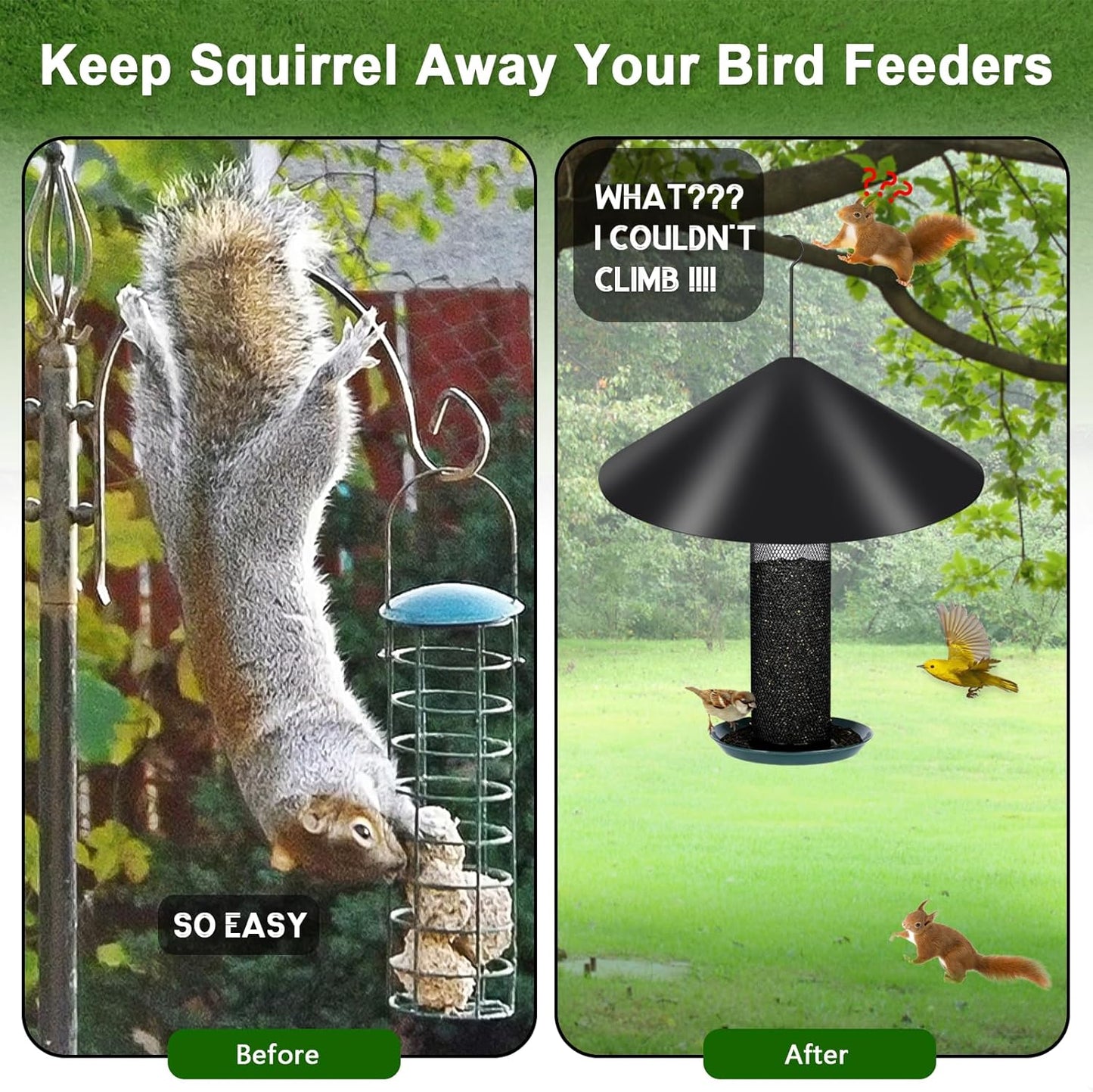 Gtongoko 19 Inch PP Squirrel Baffle for Bird Feeder Outside Hanging Bird Feeder Umbrella Guard Hanging Squirrel Proof for Shepherd Hooks or Pole Black 1 Pack