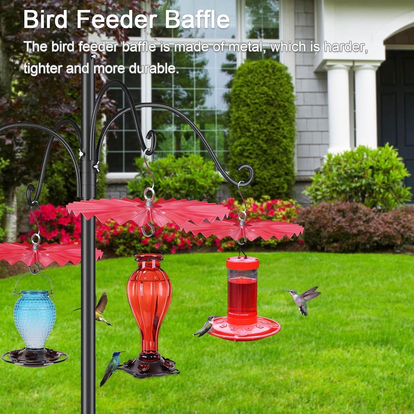 2 Pack 11.5" Bird Feeder Baffle, Metal Hanging Baffle Weather Guard fo