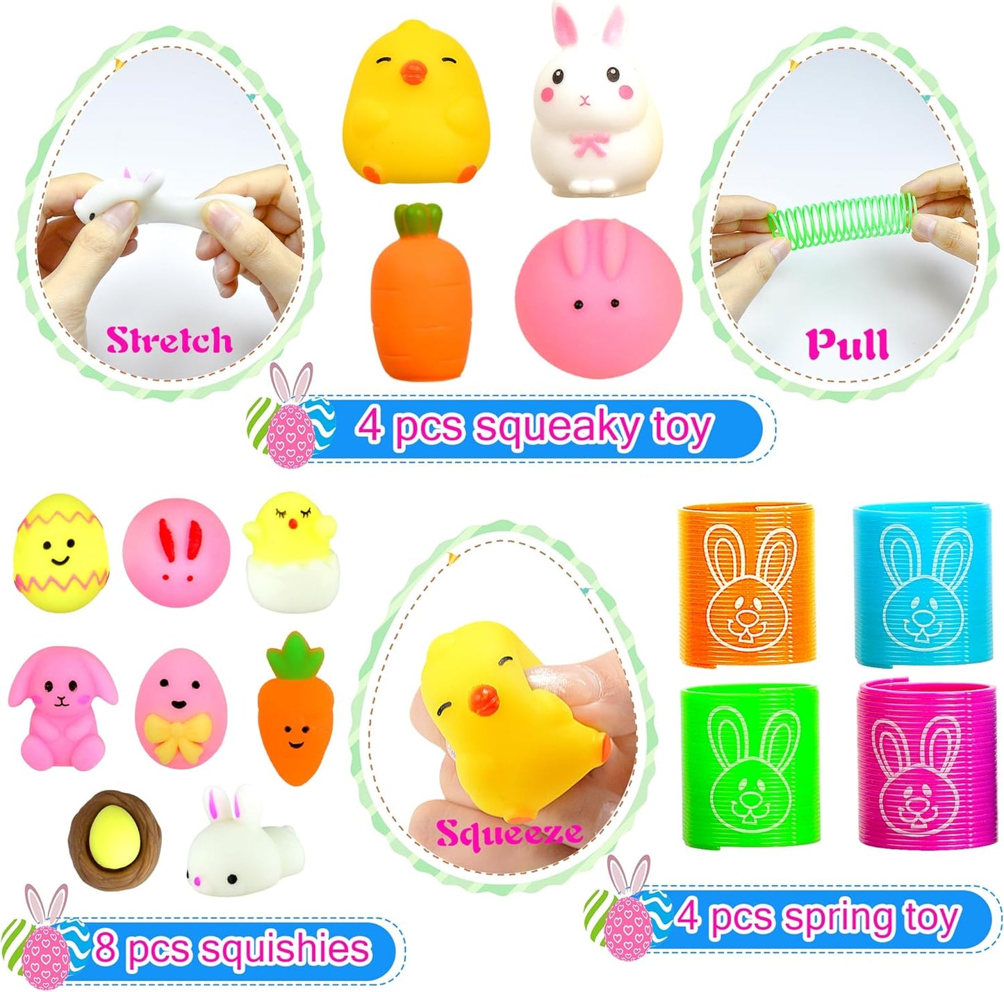 U-Goforst 100 Pack Easter Egg Fillers, Easter Basket Stuffers for Kids Boys Girls, Easter Party Favors Assorted Toys, Easter Egg Hunt, Easter Gift Goodie Bags Stuffers Filling Treats Classroom Prize