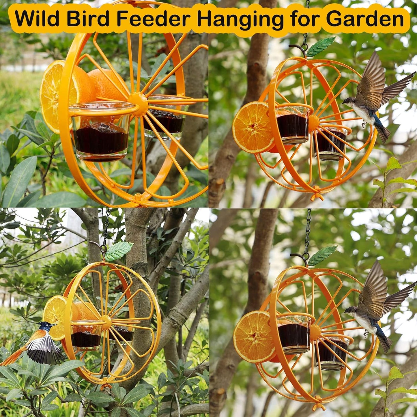Wild Bird Feeder Hanging for Garden, Metal Outside Wild Bird Feeders with Hanging Chain and Bird Feeding Cup,Bird Feeder as Gift Ideas for Bird Lovers