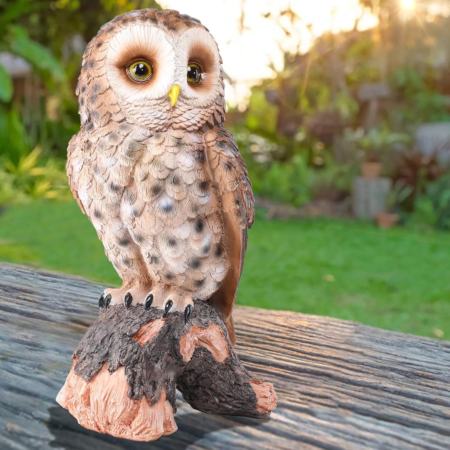 WONDER GARDEN Owl Statue Decor, Outdoor Resin Owl Figurine Sculpture f
