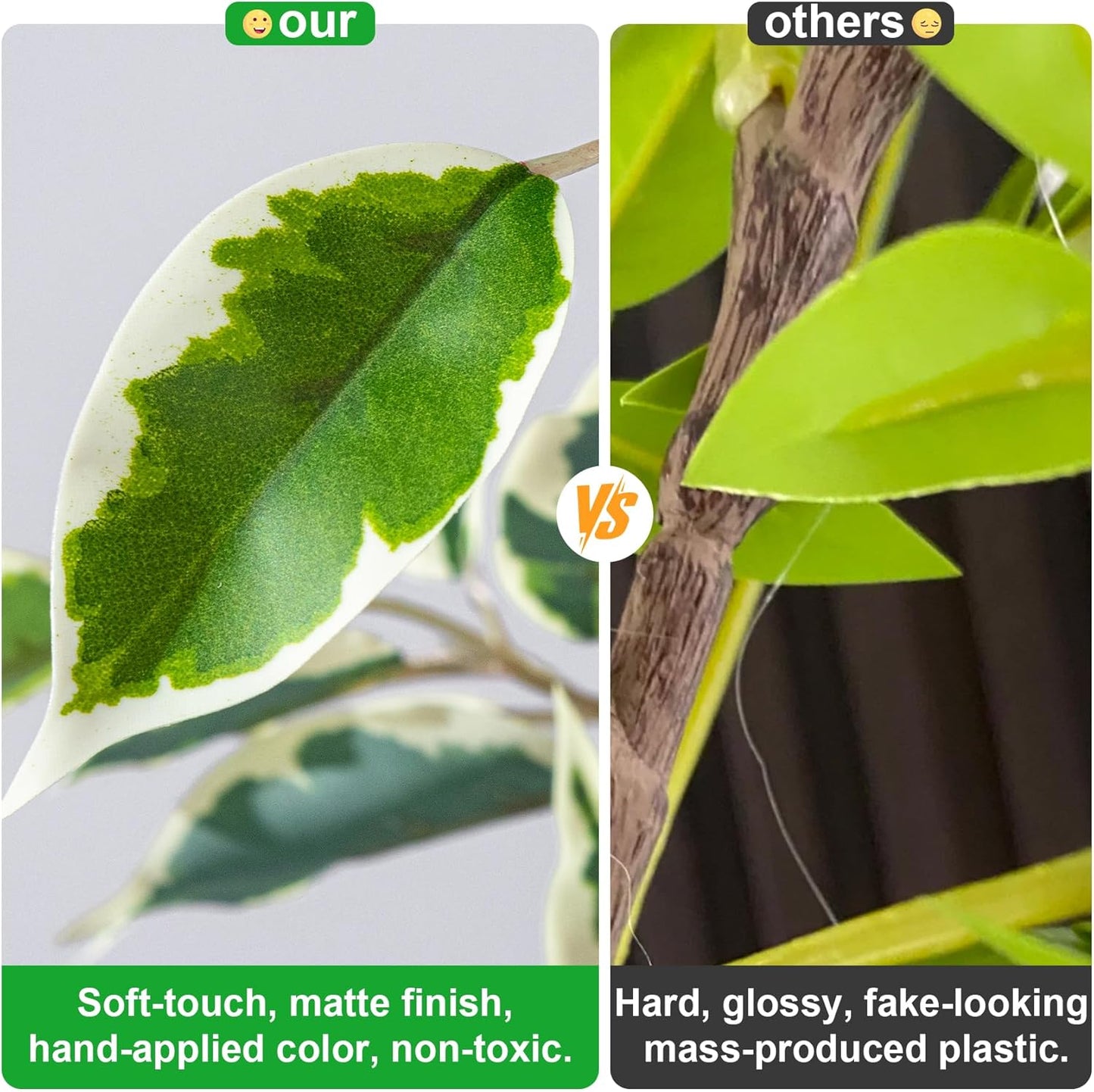 7FT Artificial Ficus Trees Indoor Faux Trees Indoor Fake Floor Plants Tall Artificial Tree with White Pot Faux Tree Fake Indoor Tree Silk Plants Artificial Trees for Home Decor Indoor
