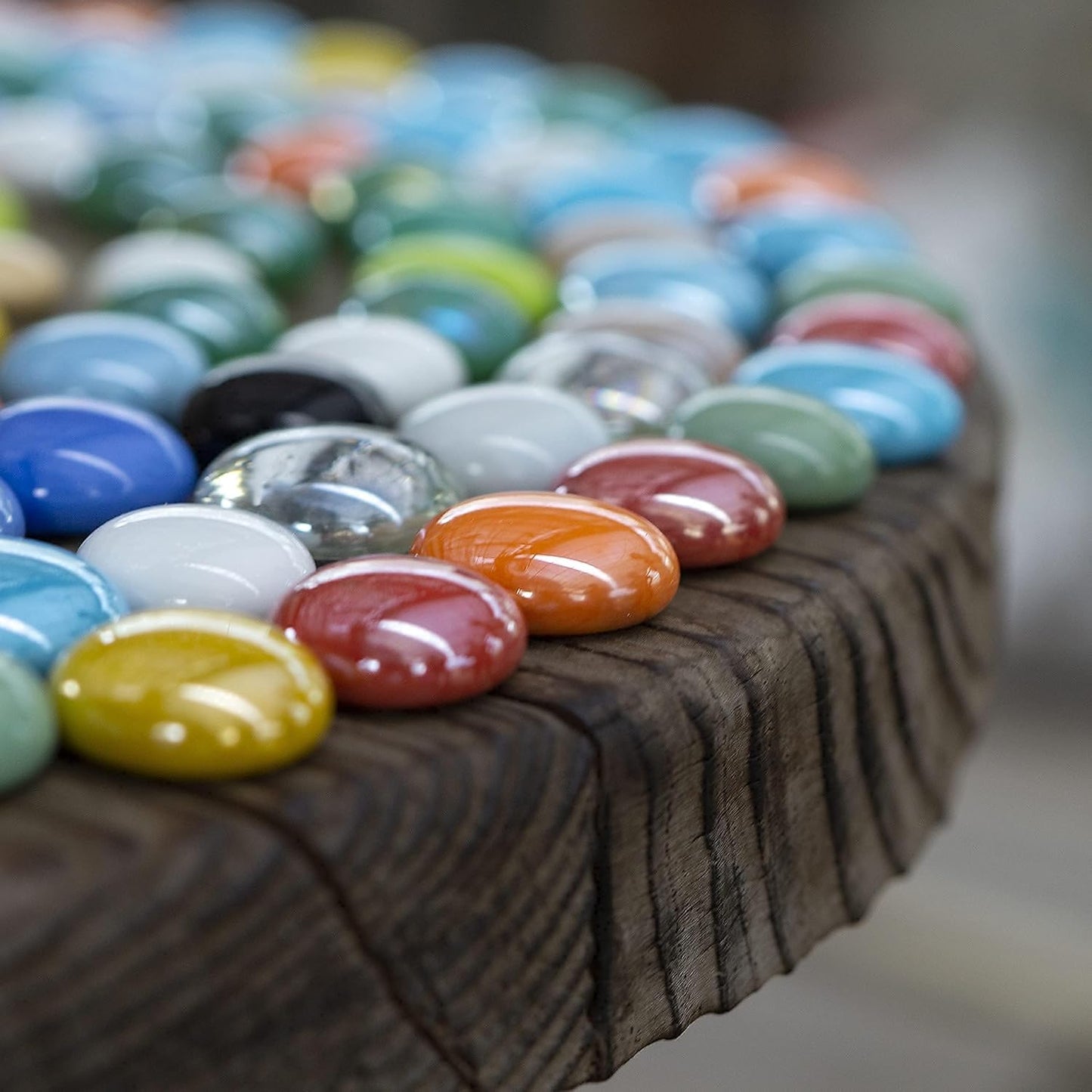 HappyFiller 10+ Opal Colorful Flat Marbles Porcelain Glass Gems for Mosaics,DIY Craft Projecting,Vase Fillers,Coffee Table Decor,Mancala Board Game Replacement,Garden Landscape Gemstones,1 LB