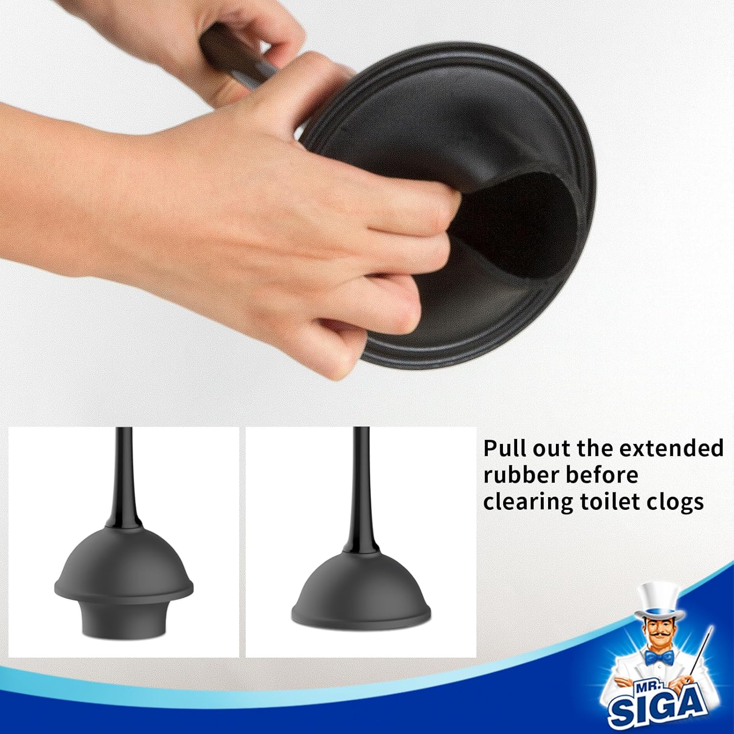 MR.SIGA Toilet Plunger and Bowl Brush Combo for Bathroom Cleaning, Bla