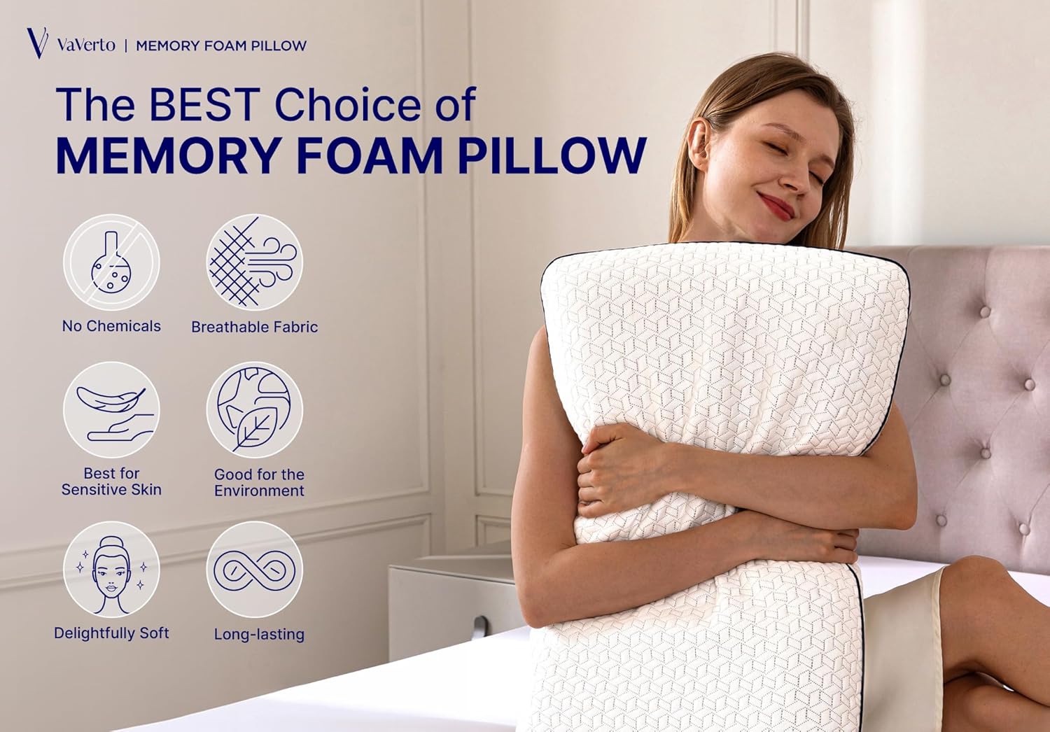 Cooling Gel Memory Foam Pillow - 1-Pack - Standard Size Bed Pillows Fo