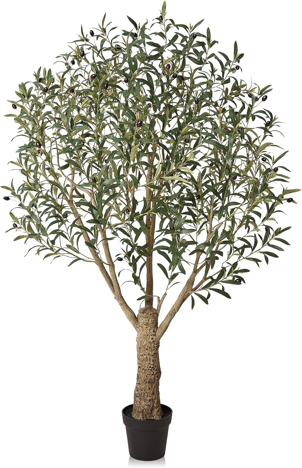 Olive Tree Artificial 6FT Tall - UV Resistant Faux Olive Trees with Strong Trunk for Outdoor - Large Potted Silk Fake Plant for Indoor Home Living Room Office Patio Decor, VN160