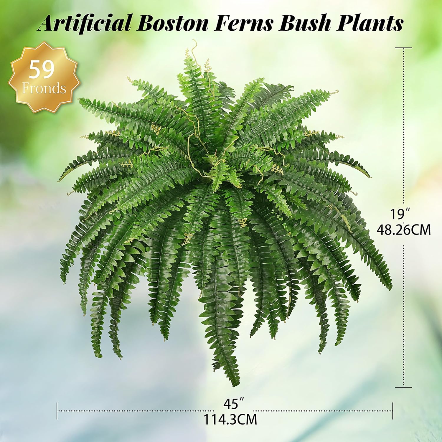 45" Fake Ferns, Realistic Large Artificial Bush Plants, 2 Artificial B