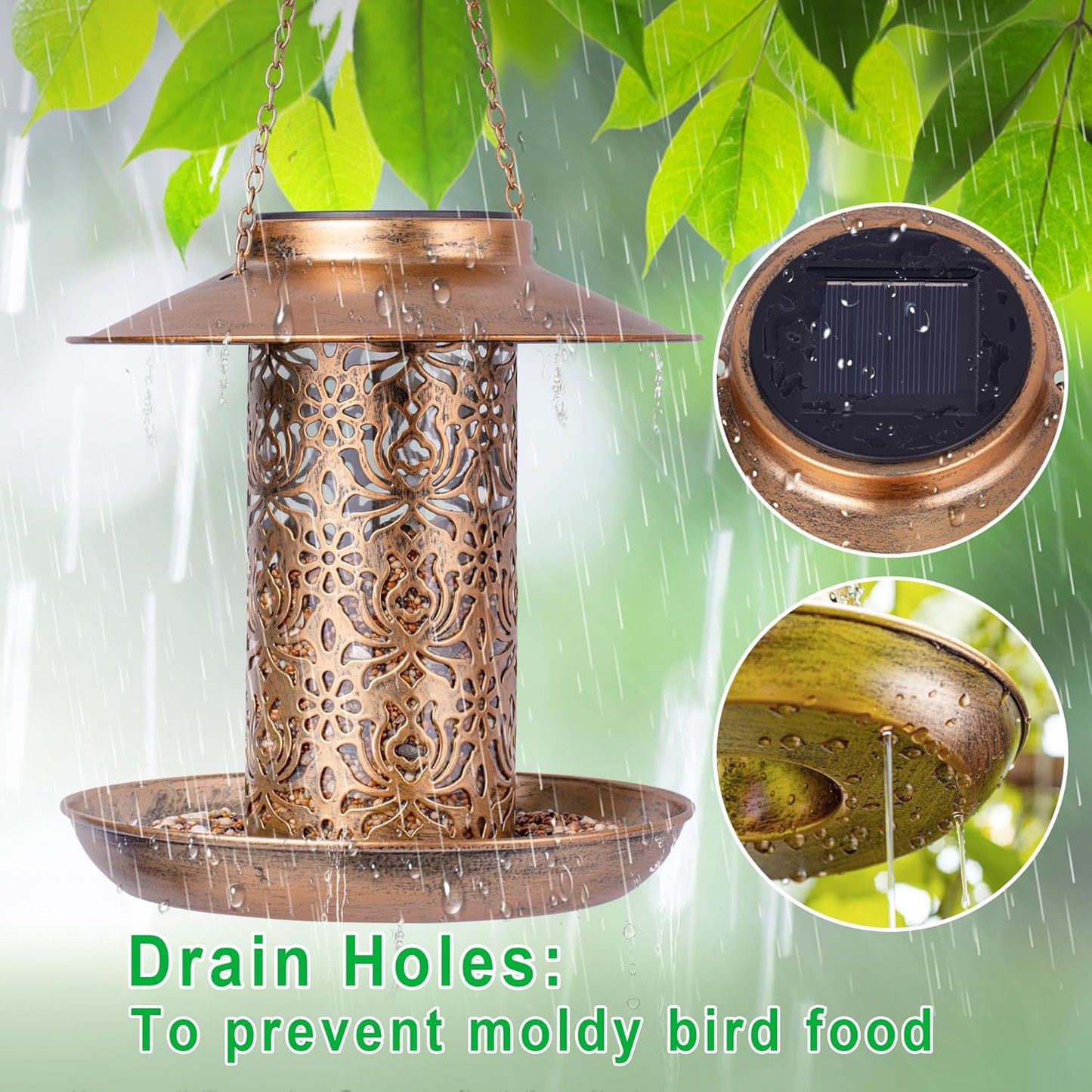 Ottsuls Solar Bird Feeder for Outdoors Hanging, Metal Wild Cardinals G